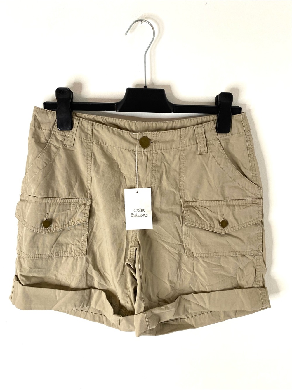 London Jean NWT Khaki Cargo Shorts Utility Cuffed Cotton Safari Y2K